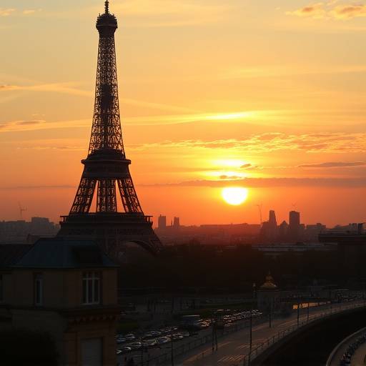 Eiffel Tower in Paris at sunset
