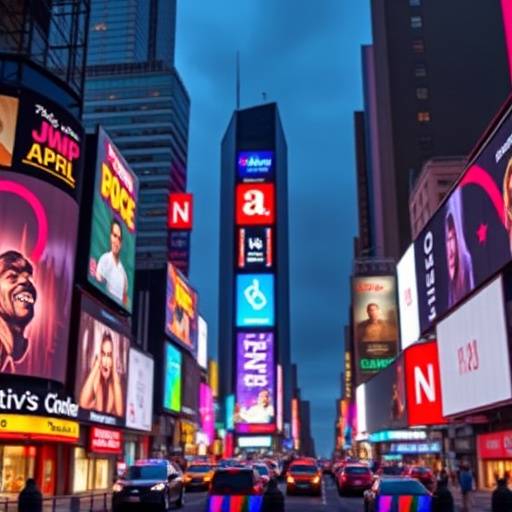 Times Square at night filled with bright lights and billboards