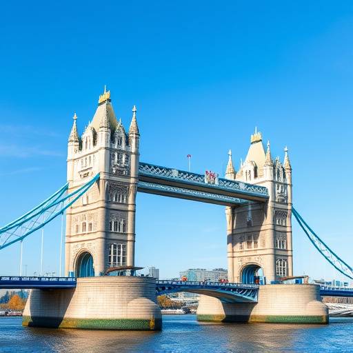 Tower Bridge in London on a clear day with blue sky